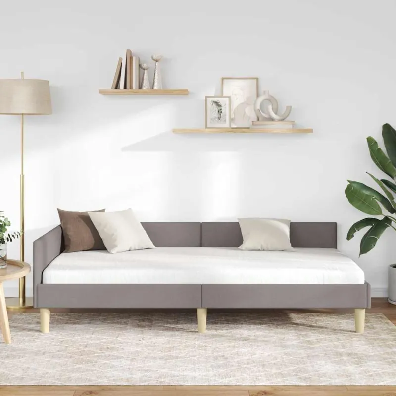 Kampinė lovos konstrukcija Taupe 80 x 200 cm audinys