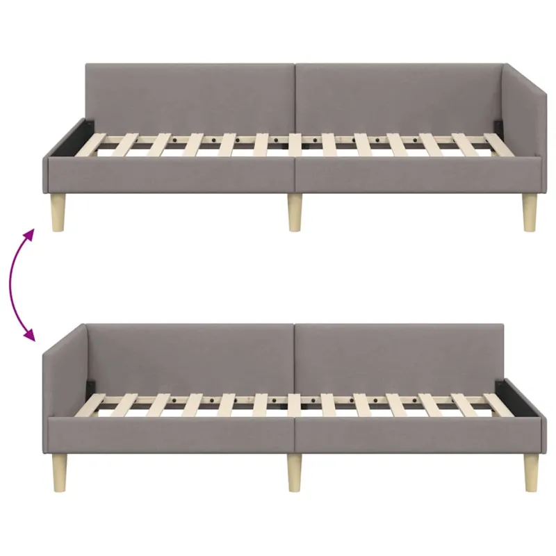 Kampinė lovos konstrukcija Taupe 80 x 200 cm audinys