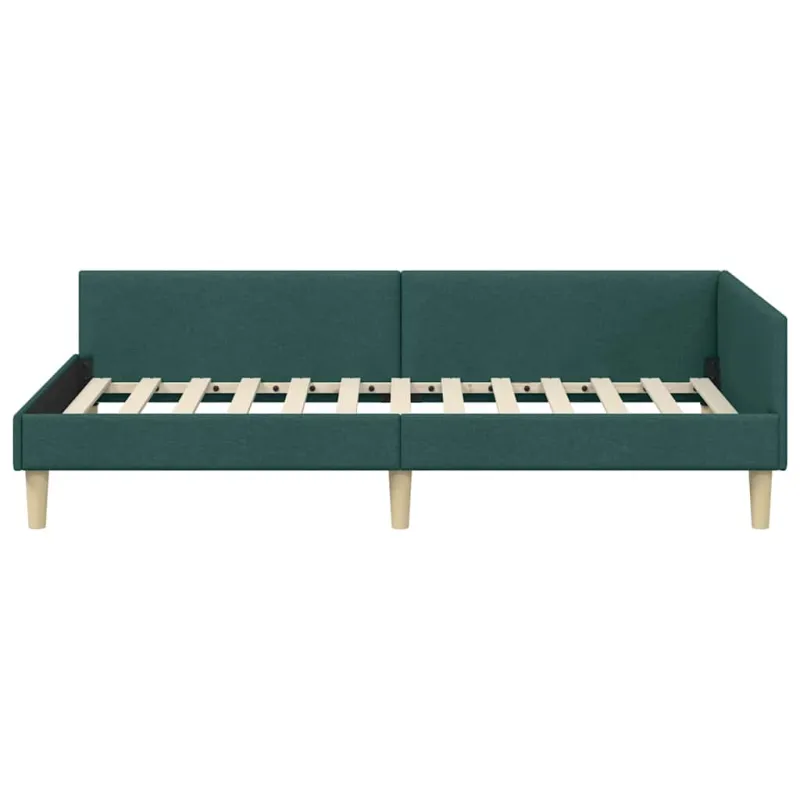 Kampinė lovos konstrukcija Tamsiai žalia 90 x 190 cm audinys