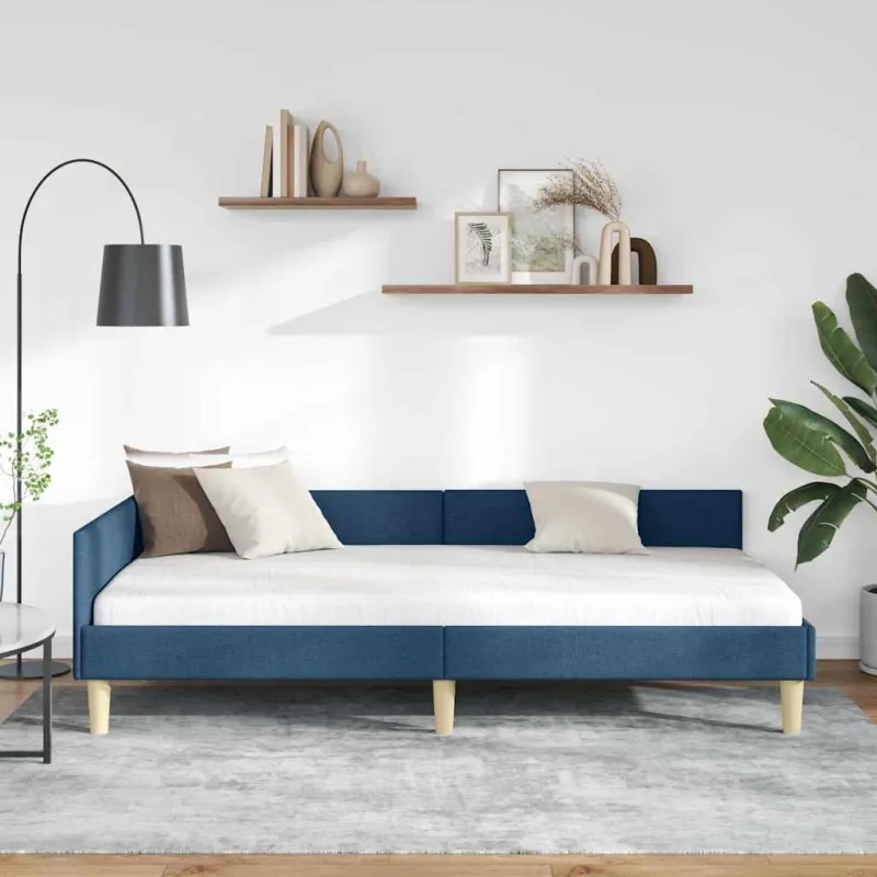 Kampinė lovos konstrukcija Mėlyna 90 x 190 cm audinys