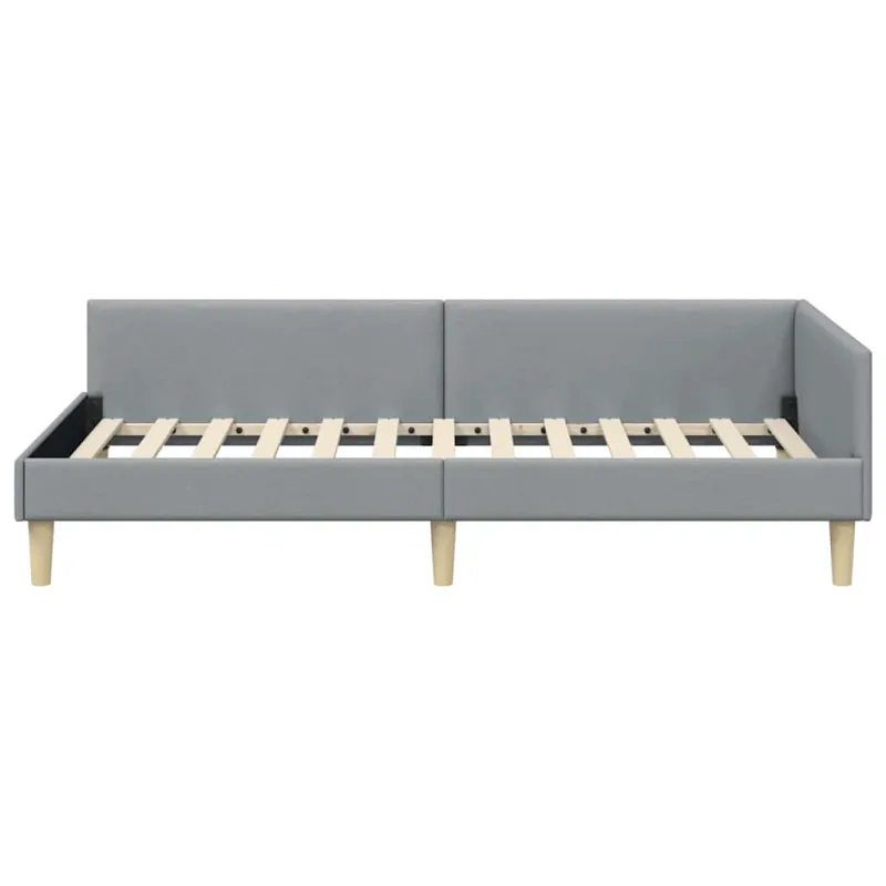 Kampinė lovos konstrukcija Šviesiai pilka 90 x 200 cm audinys