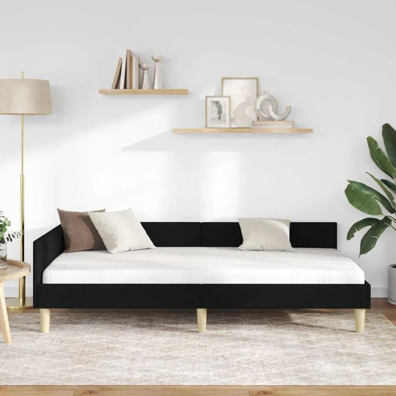 Kampinė lovos konstrukcija Juodas 90 x 200 cm audinys