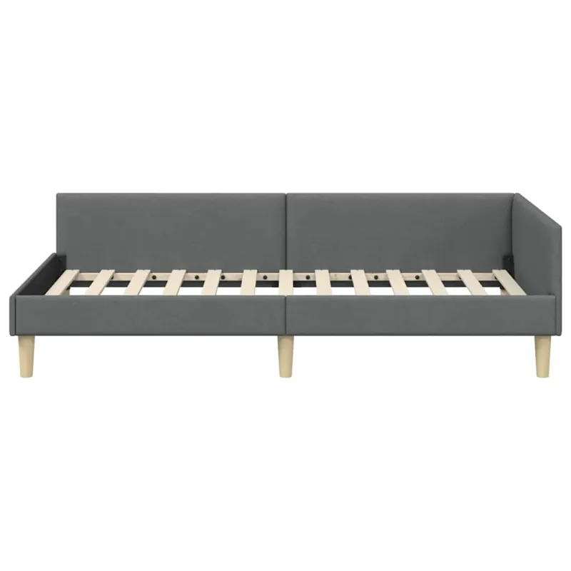 Kampinė lovos konstrukcija Tamsiai pilka 100 x 200 cm audinys
