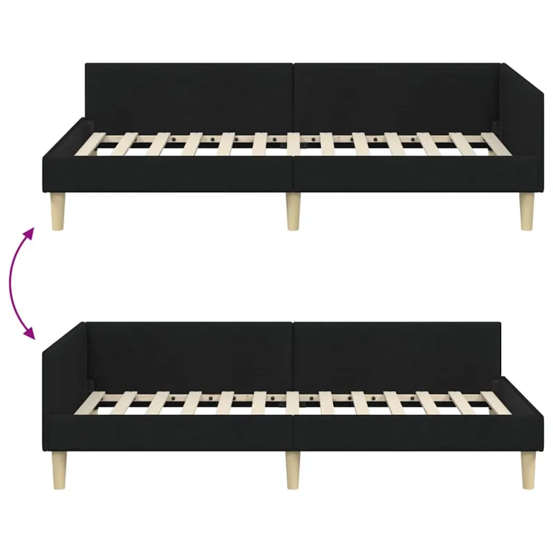 Kampinė lovos konstrukcija Juodas 100 x 200 cm audinys
