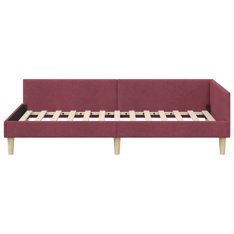 Kampinė lovos konstrukcija Vyno raudona 100 x 200 cm audinys