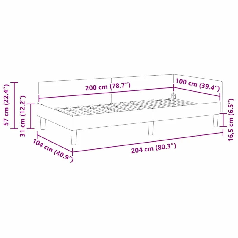 Kampinė lovos konstrukcija Vyno raudona 100 x 200 cm audinys
