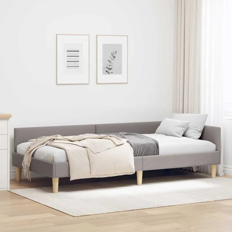 Kampinė lovos konstrukcija Taupe 100 x 200 cm audinys