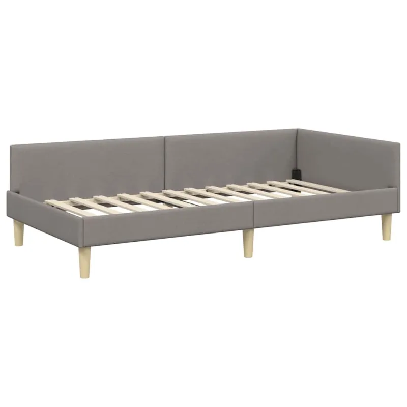 Kampinė lovos konstrukcija Taupe 100 x 200 cm audinys