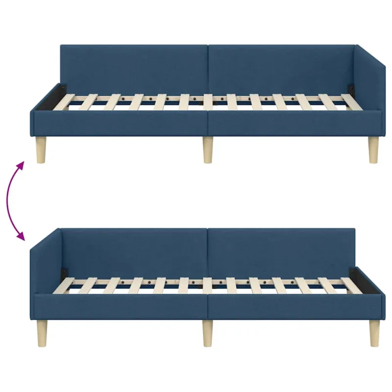 Kampinė lovos konstrukcija Mėlyna 100 x 200 cm audinys