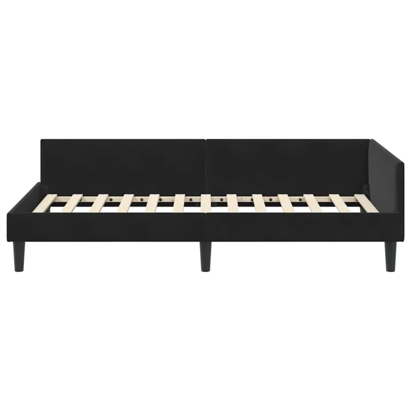 Kampinė lovos konstrukcija Juodas 80 cm x 200 cm Aksomas