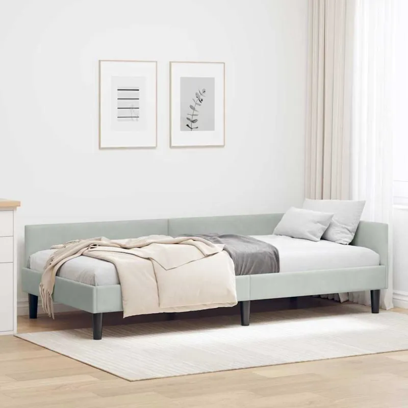 Kampinė lovos konstrukcija Šviesiai pilka 90 cm x 190 cm