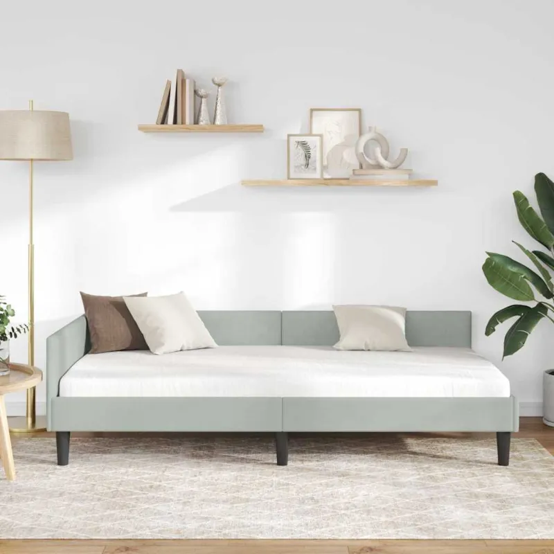 Kampinė lovos konstrukcija Šviesiai pilka 90 cm x 190 cm