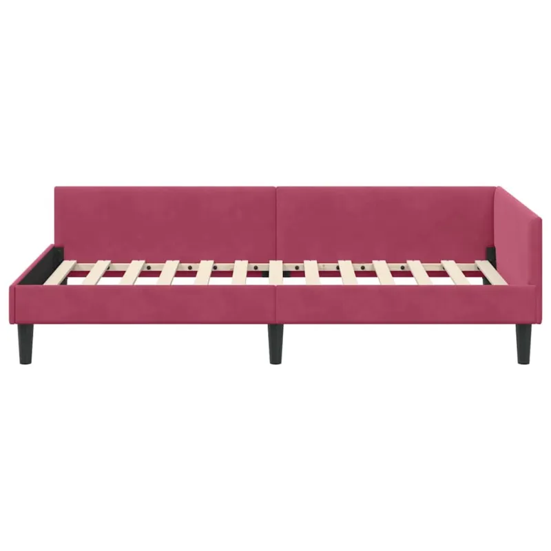Kampinė lovos konstrukcija Vyno raudona 90 cm x 190 cm Aksomas