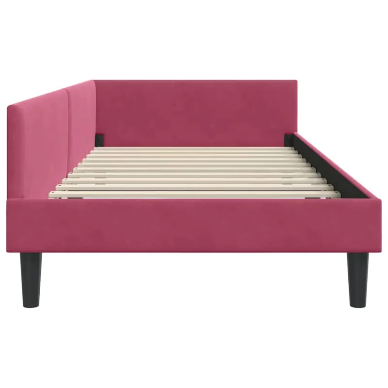 Kampinė lovos konstrukcija Vyno raudona 90 cm x 190 cm Aksomas