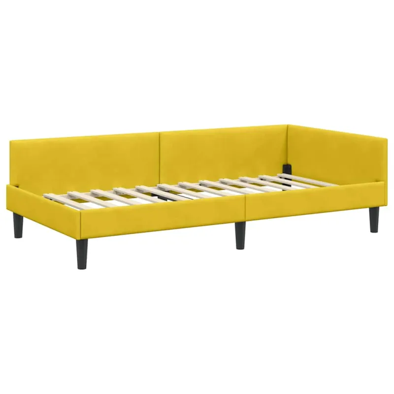 Kampinė lovos konstrukcija Geltona 90 cm x 190 cm Aksomas