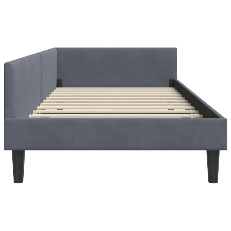 Kampinė lovos konstrukcija Tamsiai pilka 90 cm x 200 cm Aksomas