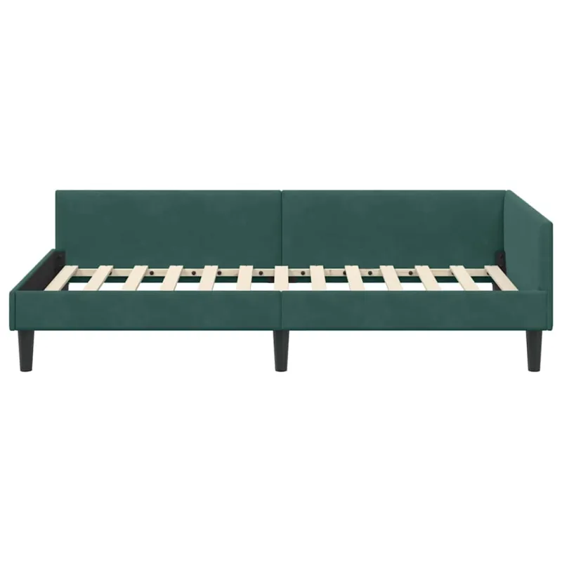 Kampinė lovos konstrukcija Tamsiai žalia 90 cm x 200 cm Aksomas
