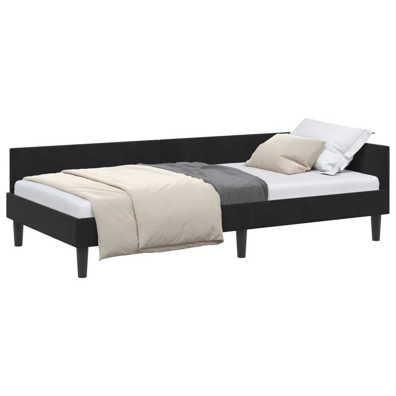 Kampinė lovos konstrukcija Juodas 90 cm x 200 cm Aksomas
