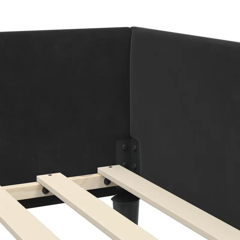 Kampinė lovos konstrukcija Juodas 90 cm x 200 cm Aksomas
