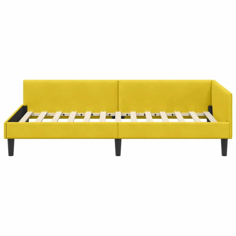 Kampinė lovos konstrukcija Geltona 90 cm x 200 cm Aksomas