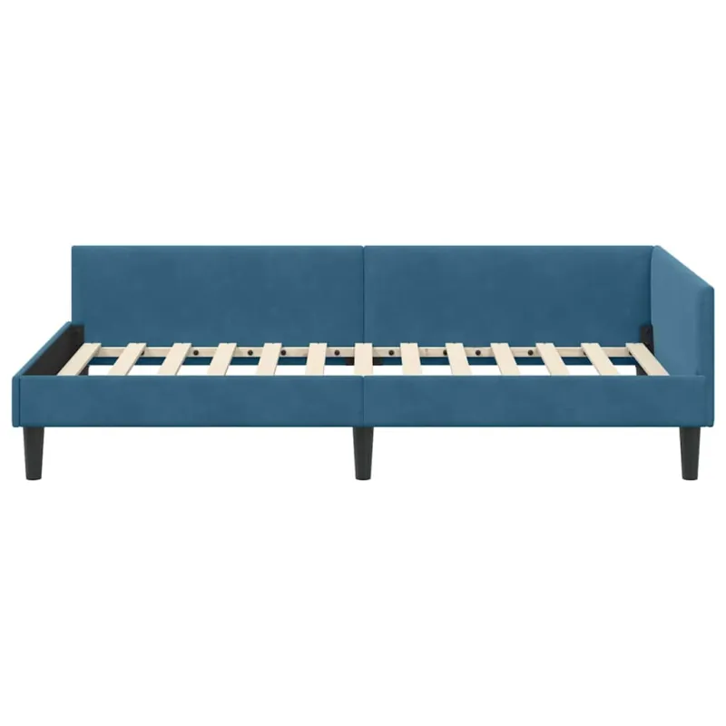 Kampinė lovos konstrukcija Mėlyna 100 cm x 200 cm Aksomas