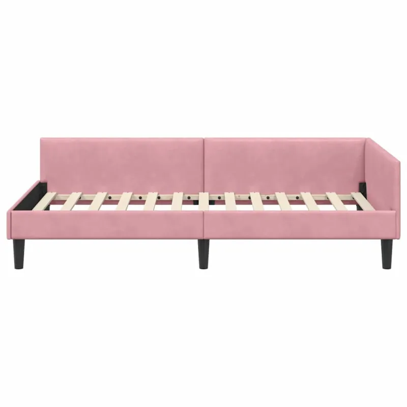 Kampinė lovos konstrukcija Rožinė 100 cm x 200 cm Aksomas