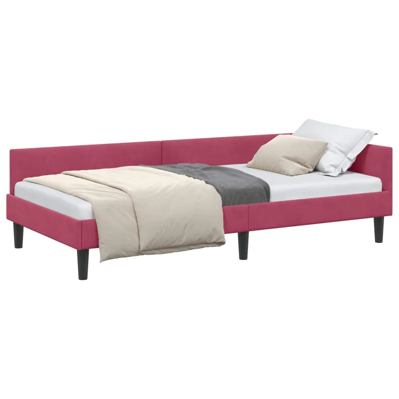 Kampinė lovos konstrukcija Vyno raudona 100 cm x 200 cm Aksomas