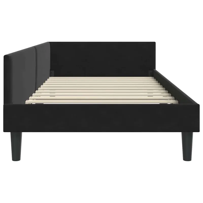 Kampinė lovos konstrukcija Juodas 100 cm x 200 cm Aksomas