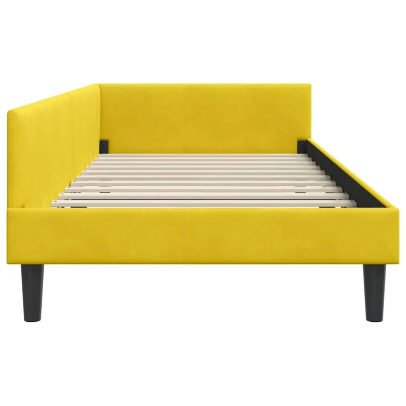 Kampinė lovos konstrukcija Geltona 100 cm x 200 cm Aksomas