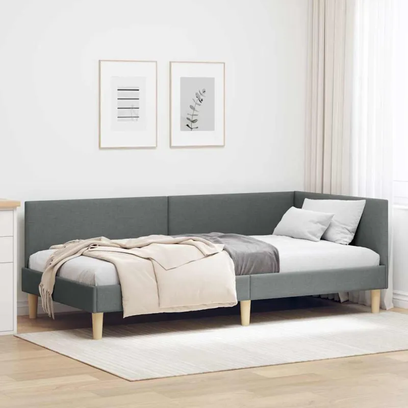 Kampinė lovos konstrukcija Tamsiai pilka 80 cm x 200 cm