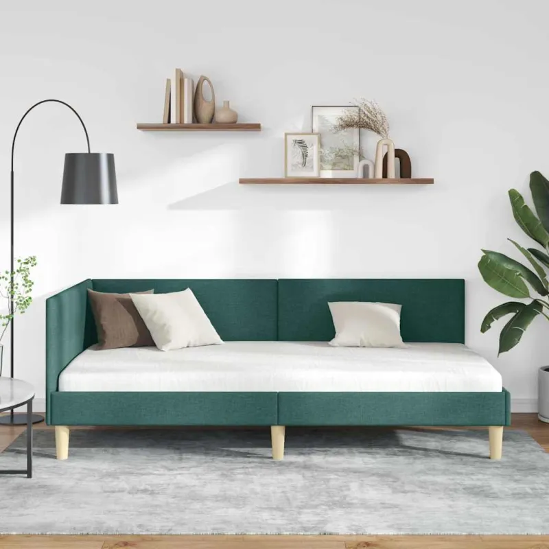 Kampinė lovos konstrukcija Tamsiai žalia 80 cm x 200 cm
