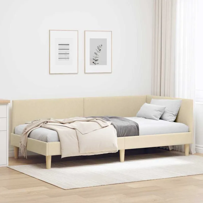 Kampinė lovos konstrukcija su galvūgalio Kreminė 80 cm x 200 cm