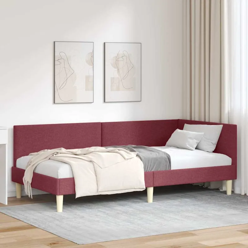Kampinė lovos konstrukcija Vyno raudona 90 cm x 190 cm