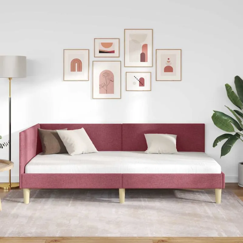 Kampinė lovos konstrukcija Vyno raudona 90 cm x 190 cm