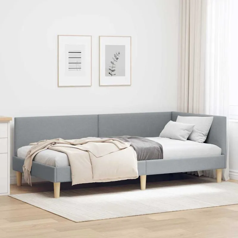 Kampinė lovos konstrukcija Šviesiai pilka 90 cm x 200 cm