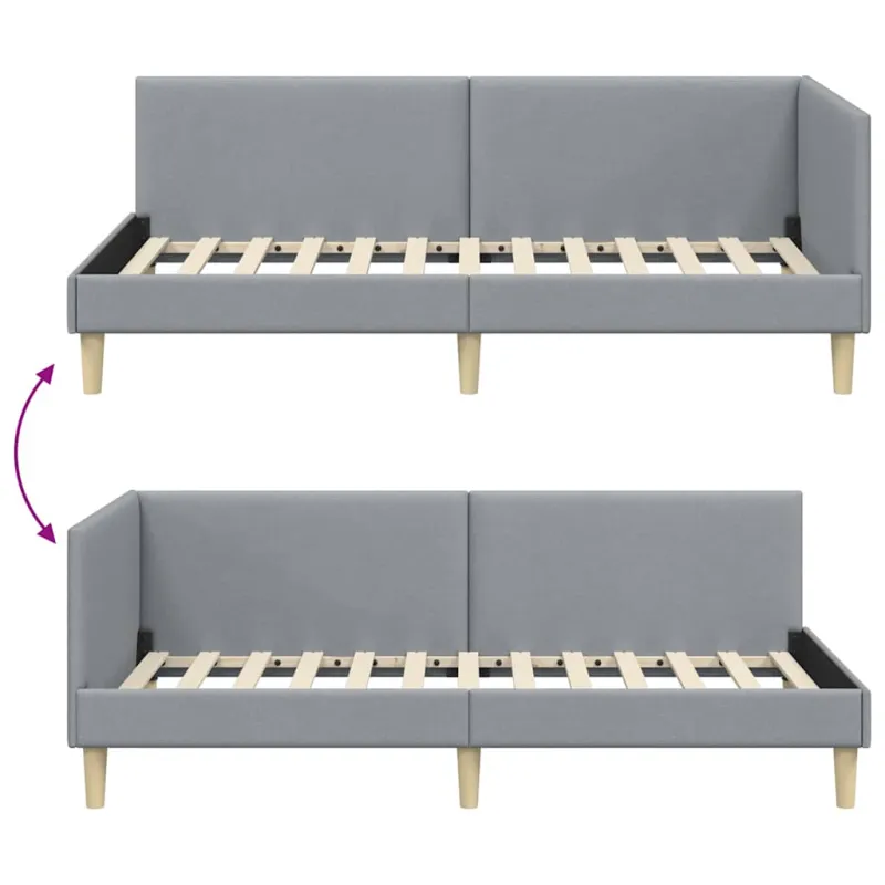 Kampinė lovos konstrukcija Šviesiai pilka 90 cm x 200 cm