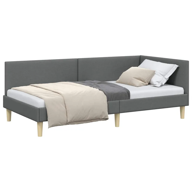 Kampinė lovos konstrukcija Tamsiai pilka 90 cm x 200 cm