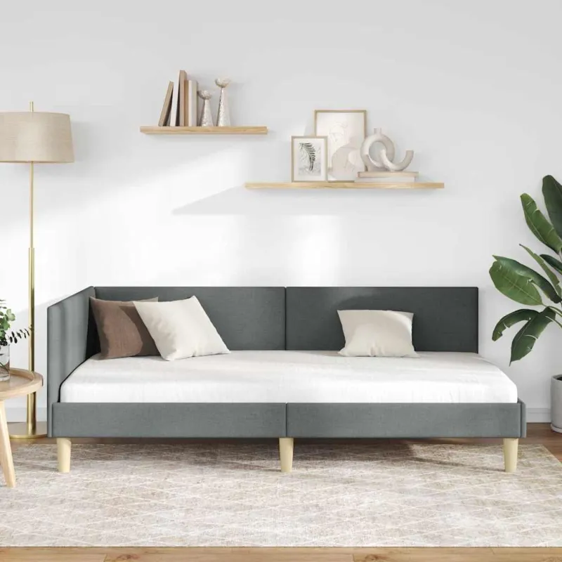 Kampinė lovos konstrukcija Tamsiai pilka 90 cm x 200 cm