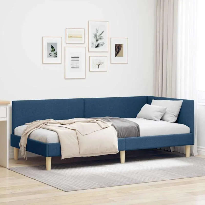 Kampinė lovos konstrukcija su galvūgalio Mėlyna 90 cm x 200 cm