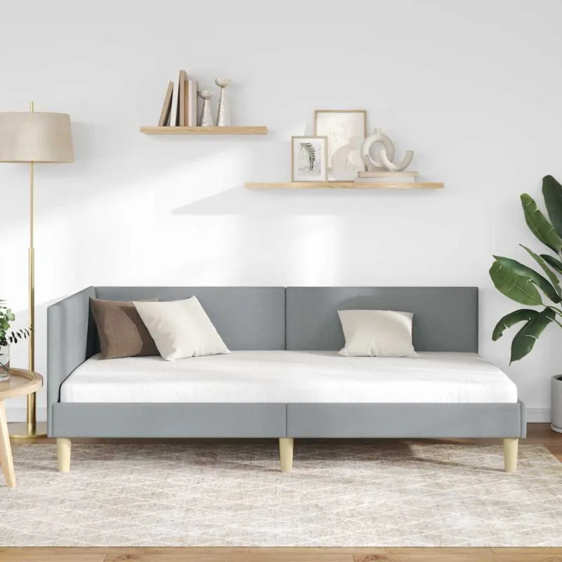 Kampinė lovos konstrukcija Šviesiai pilka 100 cm x 200 cm