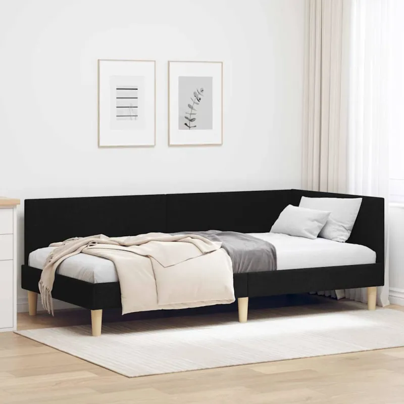 Kampinė lovos konstrukcija su galvūgalio Juodas 100 cm x 200 cm