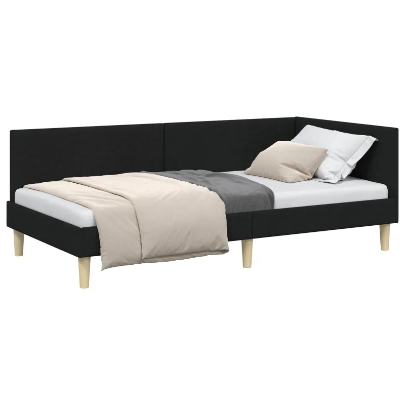 Kampinė lovos konstrukcija su galvūgalio Juodas 100 cm x 200 cm