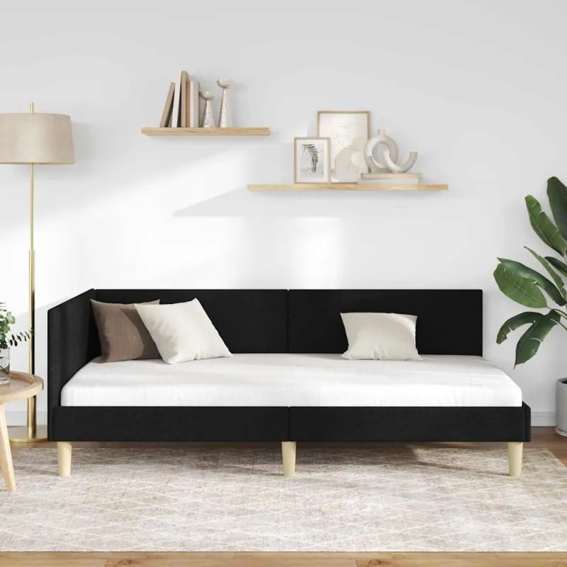 Kampinė lovos konstrukcija su galvūgalio Juodas 100 cm x 200 cm