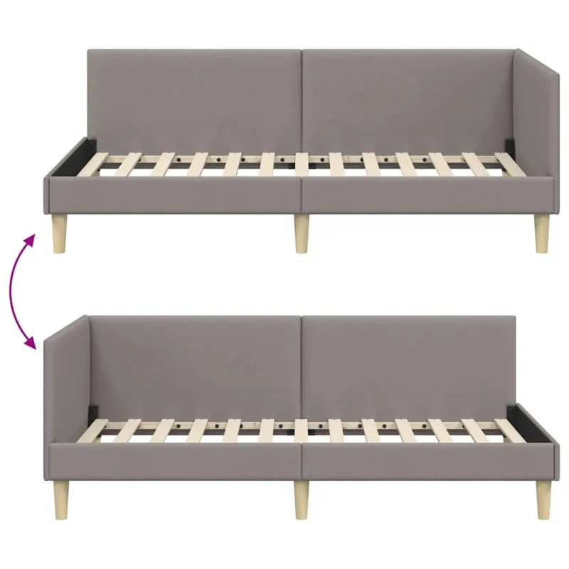 Kampinė lovos konstrukcija su galvūgalio Taupe 100 cm x 200 cm