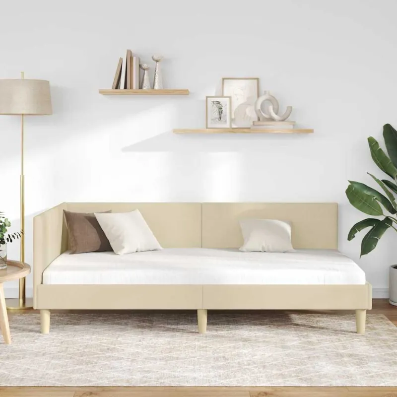Kampinė lovos konstrukcija Kreminė 100 cm x 200 cm