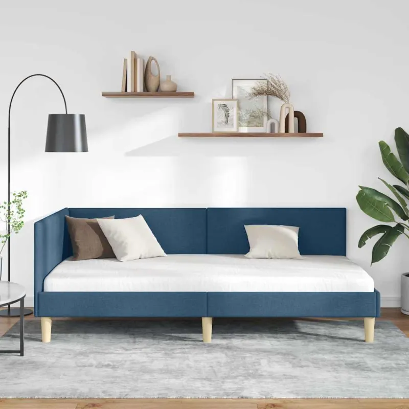 Kampinė lovos konstrukcija su galvūgalio Mėlyna 100 cm x 200 cm