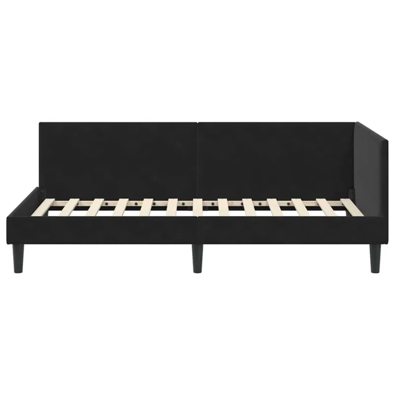 Kampinė lovos konstrukcija Juoda 80 cm x 200 cm Aksomas