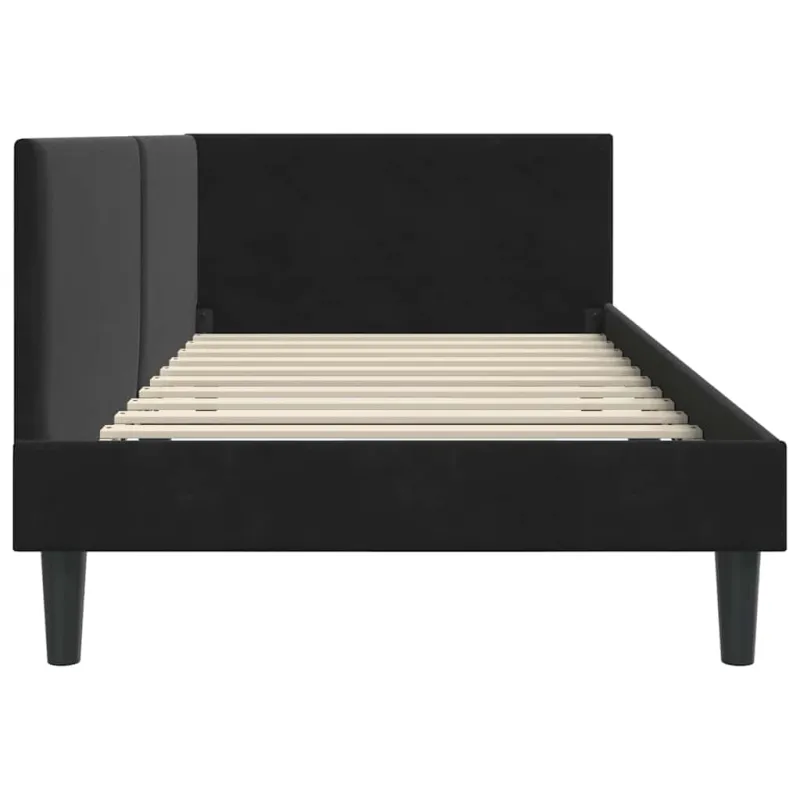 Kampinė lovos konstrukcija Juoda 80 cm x 200 cm Aksomas