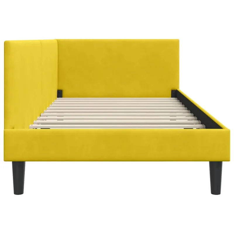 Kampinė lovos konstrukcija Geltona 80 cm x 200 cm Aksomas