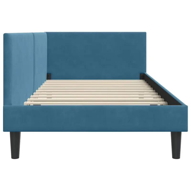 Kampinė lovos konstrukcija Mėlyna 90 cm x 190 cm Aksomas
